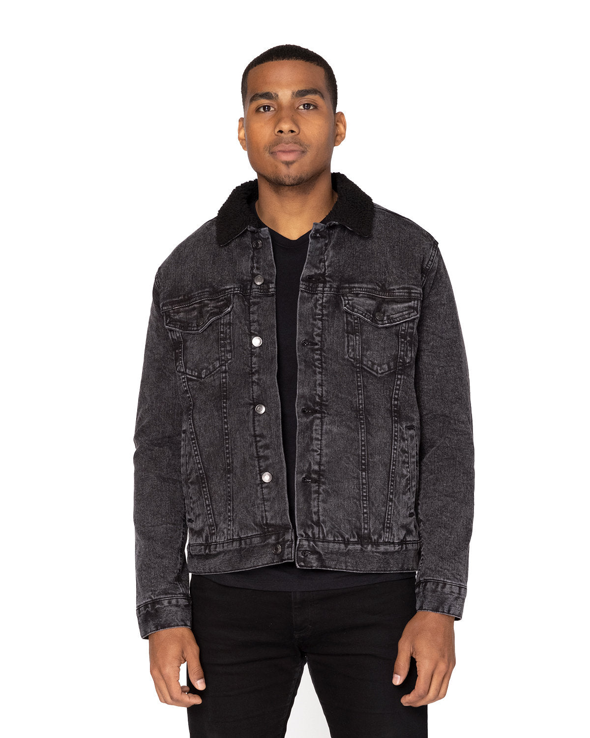 Threadfast Apparel Unisex Sherpa-Lined Denim Jacket